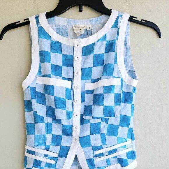 VRG Blue checkered top - Picture 1 of 5